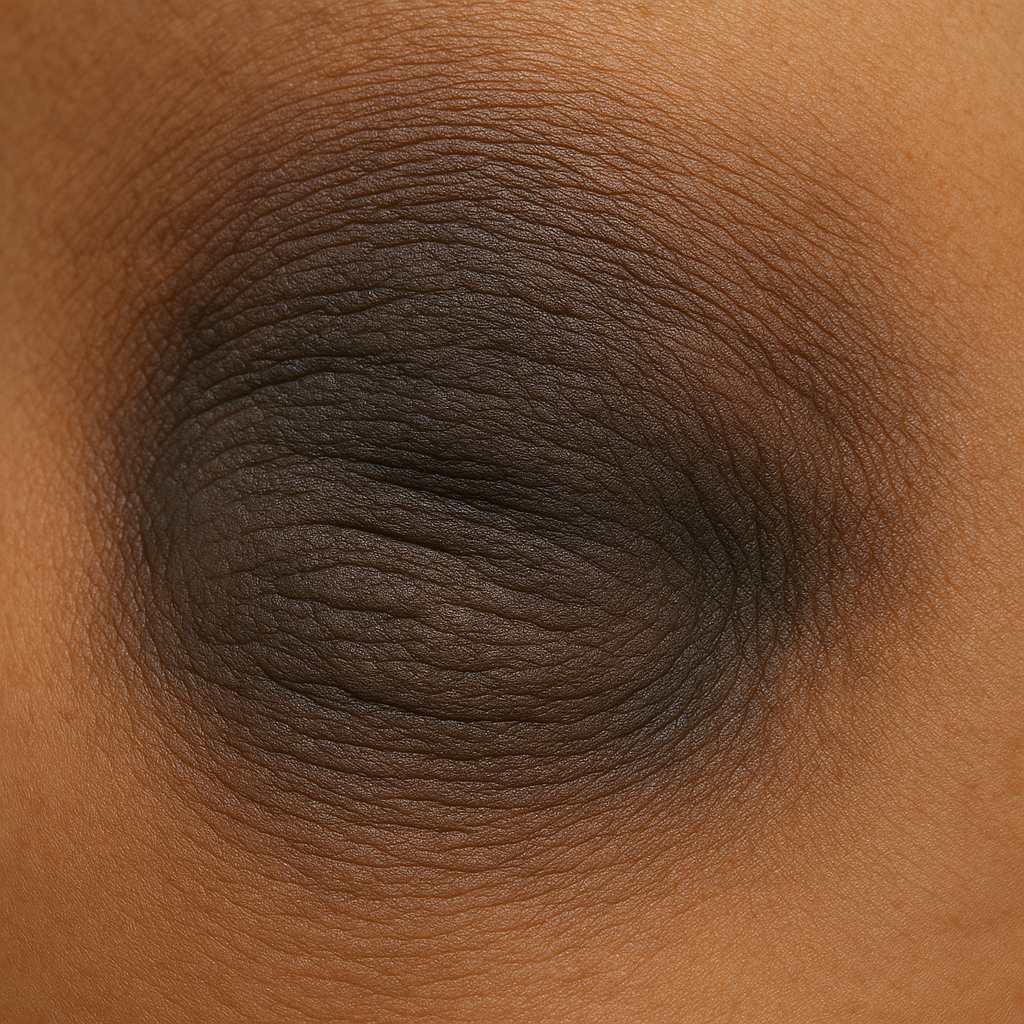 Close-up view of darkened, thickened skin texture showing the characteristic velvety appearance of Acanthosis Nigricans, medical photography style, clear detail, educational purpose