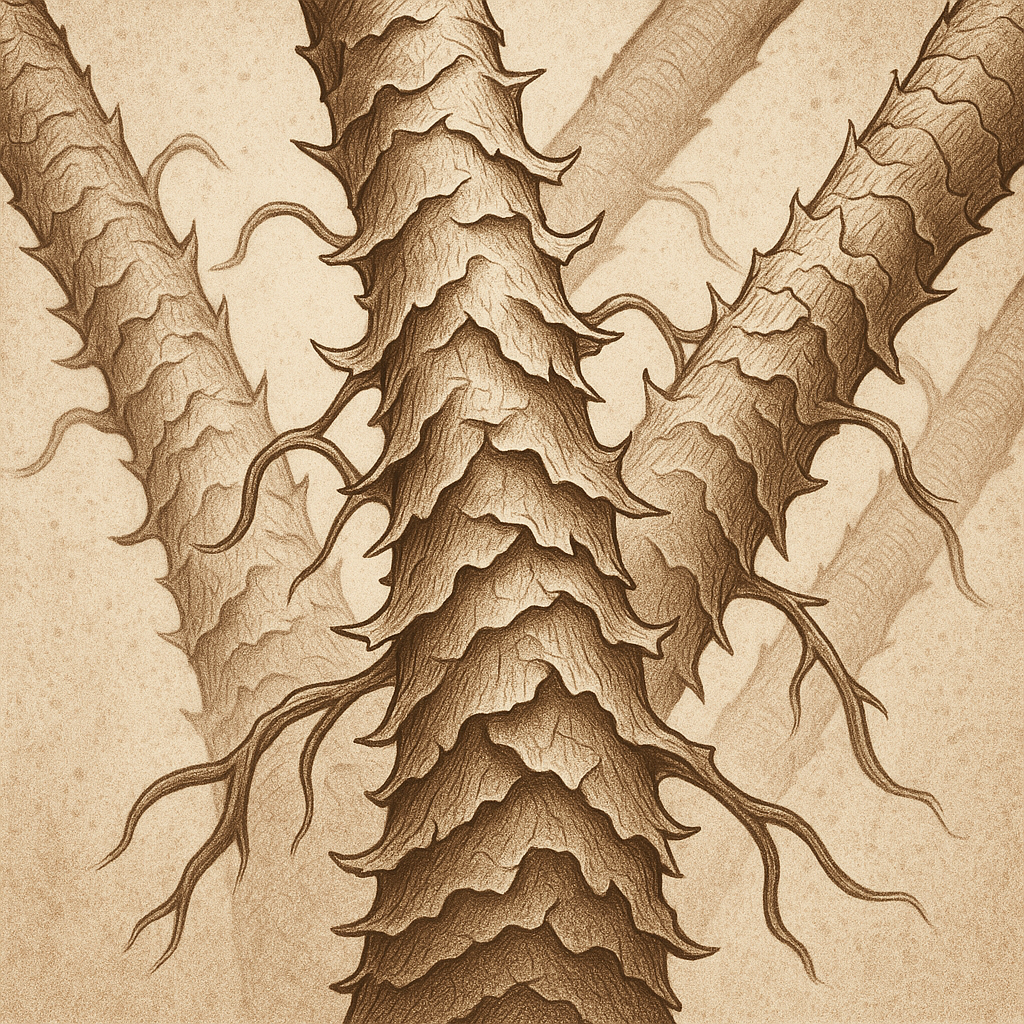 Microscopic view illustration of dry, damaged hair cuticles with raised scales causing friction and tangling, scientific and educational style