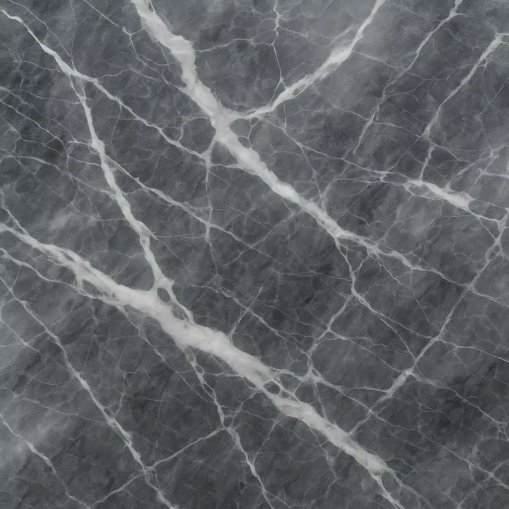 Polished marble stone surface showing intricate veining patterns in white and gray, luxurious texture, close-up detail, professional photography lighting